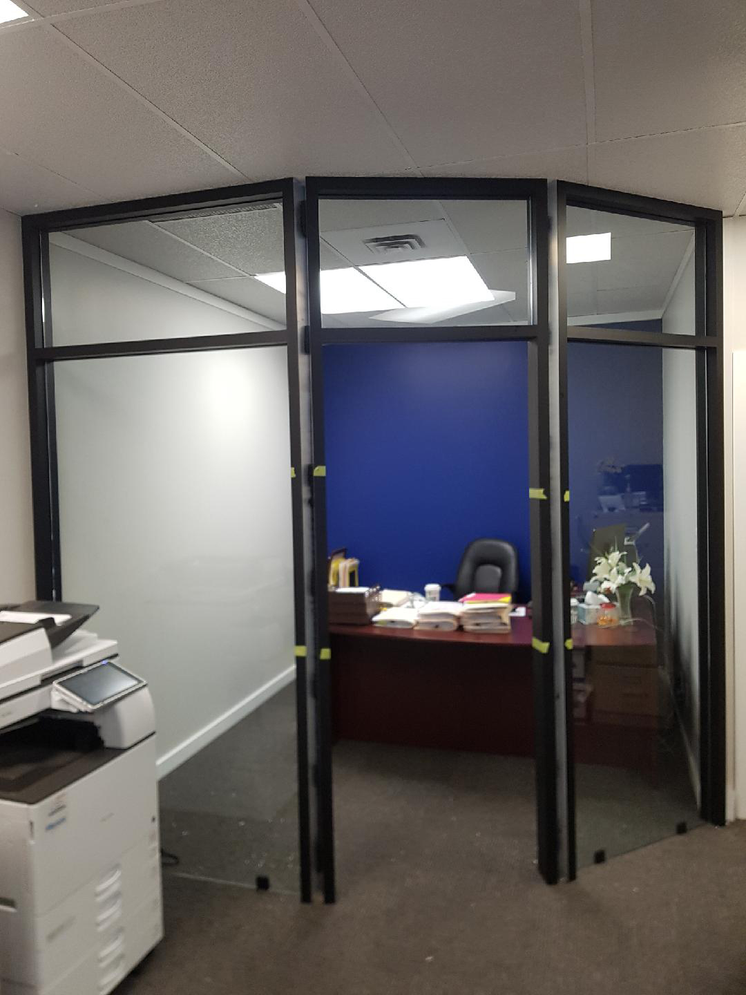 Office PartitionBlack Frame and 10m Tempered Glass